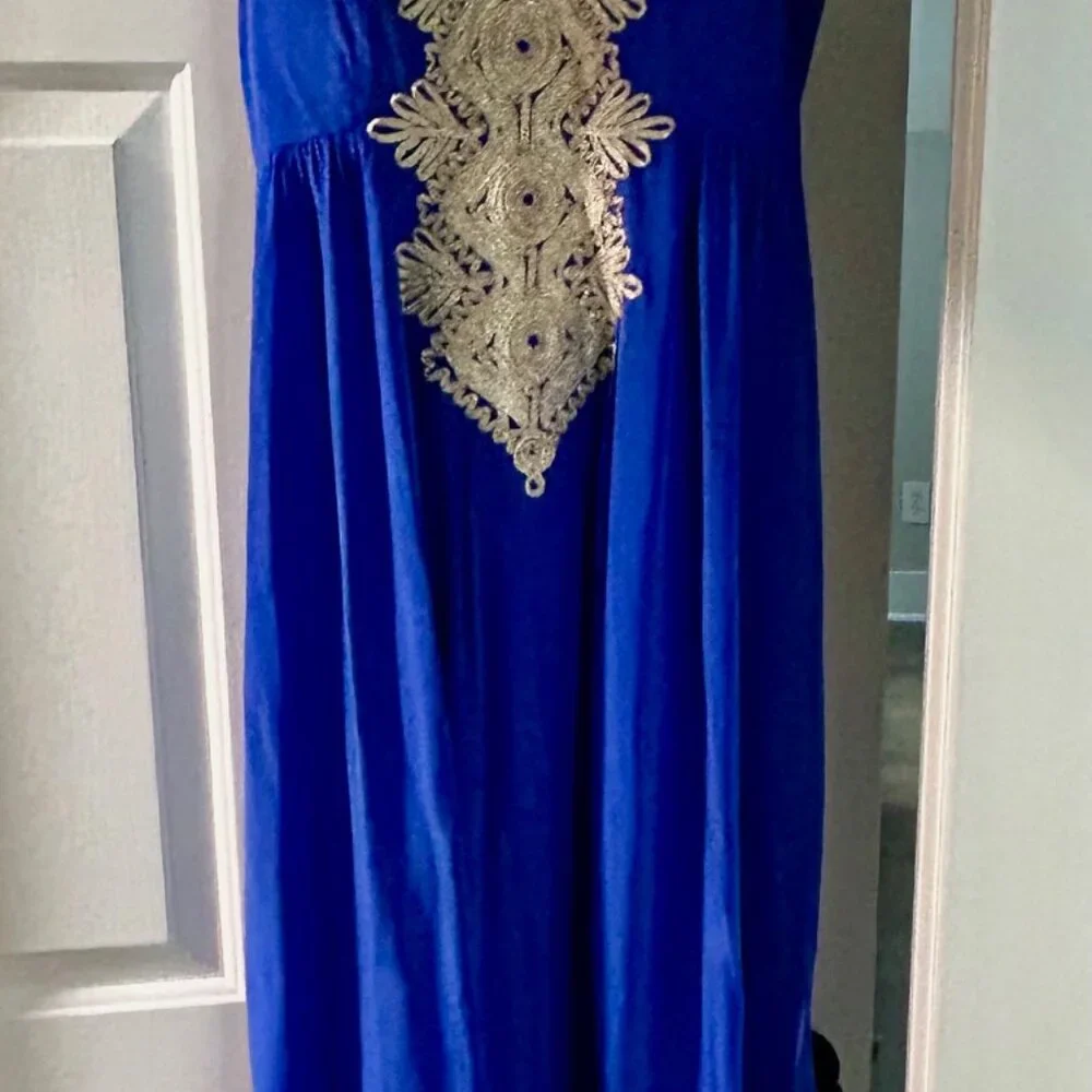 Lilly Pulitzer Kelsea Blue silk Maxi Dress - Picture 4 of 11